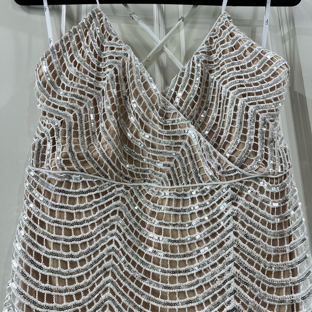 Lulus Lele White and Silver Sequin Mini Dress - Picture 3 of 7